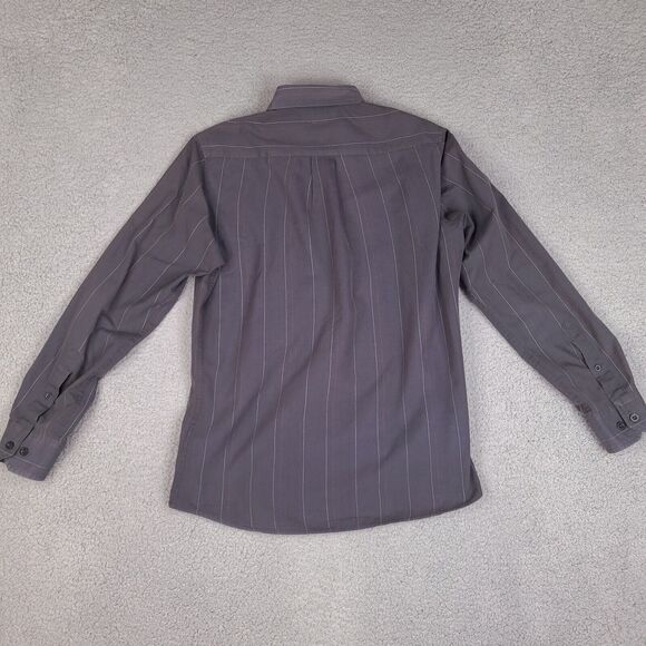 Quiksilver Shirt Mens Small Gray Striped Button Down Long Sleeve - Picture 11 of 16